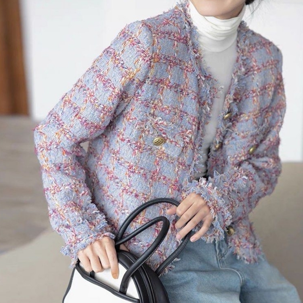 COU+URIS+ Tweed Jacket - Blue / Pink -
